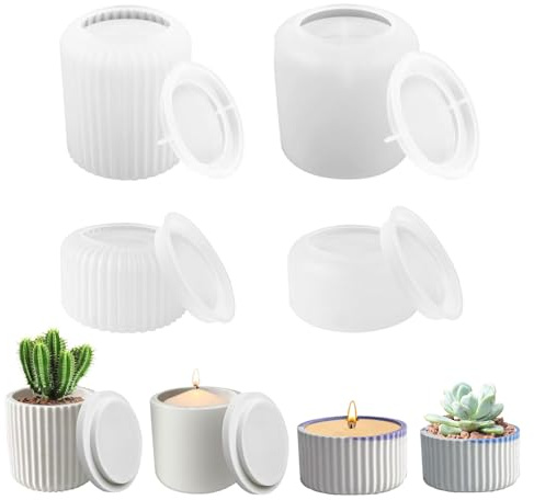 4 Pezzi Stampi Per Vaso, Resina Epossidica, Candele, Fiori, Piante Succulente - Silicone Mould Per DIY Vasi Decorativi E Portacandele