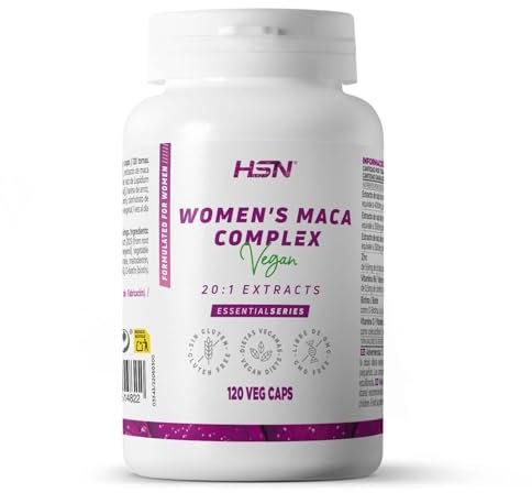 Maca Especial Mujer de HSN | 120 Cápsulas Vegetales - mezcla específica: Raíz de Maca morada + amarilla + negra - ALTA Concentración - con Vitaminas y Minerales | No-GMO, Vegano, Sin Gluten