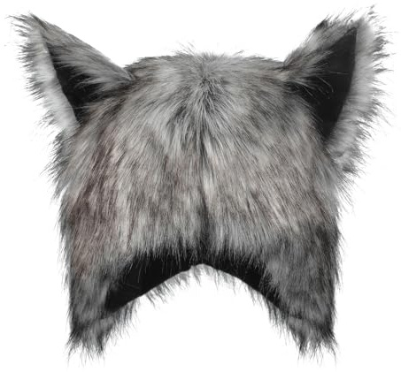 Furry Werewolf Wolf Ear Hat Hairy Animal Costume Hat Faux Fur Plush Winter Warm Headwear Halloween Cosplay Carnival Party Costume Accessory Stage Performance Fancy Dressing Up Props for Adults