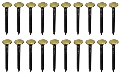 cyclingcolors 20x chiodi chiodini in acciaio con testa larga dorata in ottone fissaggio fotografie quadri ai muri decorativo, 1.40x25mm
