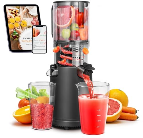 Macchina per spremiagrumi a freddo lento: estrattore elettrico per spremiagrumi masticatore facile da pulire, produttore di succo di frutta intera e verdura – frullatore lento pressato a freddo con