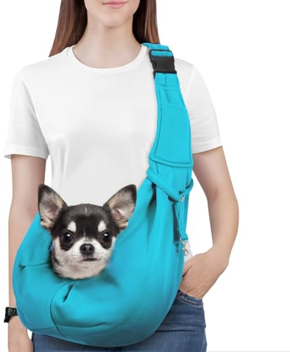 Pawaboo Small Dog Sling Carrier,for 3-10 lbs Pets, Blue