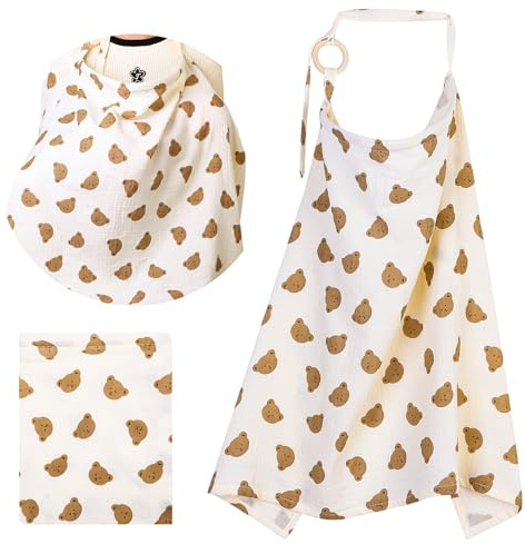 GSrenyu Breastfeeding Cover,Muslin Nursing Cover,360° Coverage Cotton Breast Feeding Cover,Soft Breathable Breast Feeding Coverall for Baby Car Seat Canopy