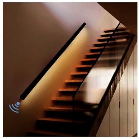 Rygcrud Corrimano A LED Corpo Sensor, Alluminio Rotondo Corrimano per Scale, Luci per Scale Maniglione Illuminato per Interni per Scale, Corridoi, Corridoio della Villa, Muro(140cm)