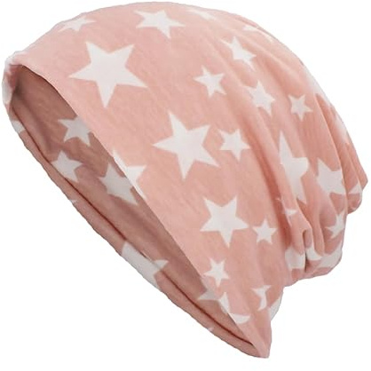 Kemo huvudbonader för kvinnor UK mössa halsduk mjuk turban keps blommig huvudsjal bomullstyg alopeci bandana huvudskydd, Rosa stjärnor, one size