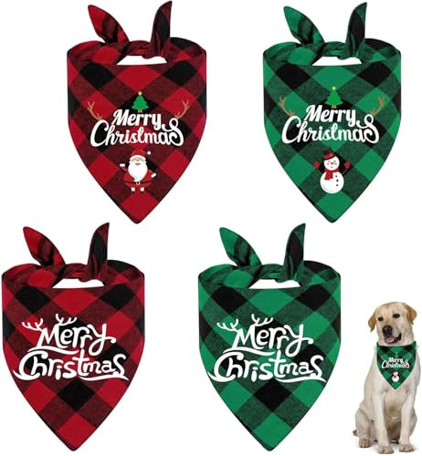 Bandana Cane Natale, Foulard per Cani, Sciarpa per Cani, Bandana Cani, Animale Domestico Sciarpe, Adatto per Feste di Natale, Servizi Fotografici, Adatto a Cuccioli e Gattini, 4 Pezzi