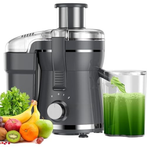 Spremiagrumi centrifugo da 500 W con 3 velocità e bocca larga da 3 pollici per frutta e verdura, spremiagrumi ad alte prestazioni incluso spazzola per polvere per pulizia facile da pulire