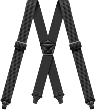 Bretelles Pour Hommes Largeur 3,8cm avec 4 plastique Clip Forme X | longueur réglable hommes Bretelles élastique Sous les Vêtements pour Pantalons de Travail, Ski et Salopettes l’escalade moto