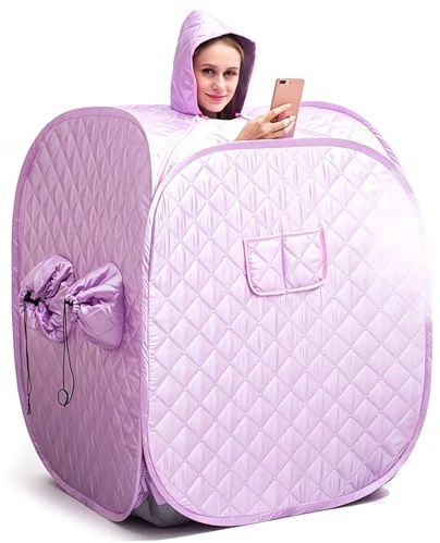 Tente de Sauna, Tente de Sauna Pliable Portable pour la Maison, Tentes à Vapeur pour Une Personne à Couverture complète avec Chapeau, Violet, pour la Maison