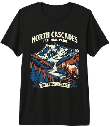 North Cascades National Park Washington Design Vintage T-Shirt Haut de Gamme