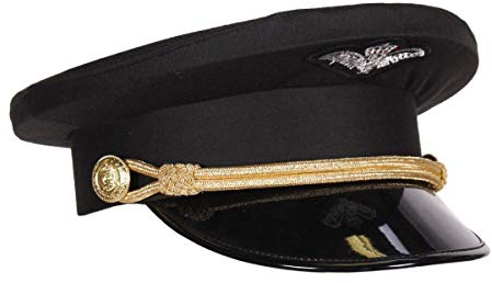 Thetru Piloten-Mütze in schwarz/Gold | Größe 59 | Pilotenmütze Deluxe für Erwachsene (59)