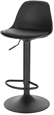 EUGAD Barhocker 1x Tresenhocker mit Rückenlehne, Barstühle Höhenverstellbar und 360° Drehbar, Zeitgenössisch für Esszimmer, Bar Schwarz, 0651BY-1