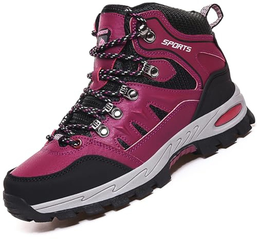 VTASQ Chaussures de Randonnée Antidérapantes pour Hommes Femmes Bottes Chaussures de Trekking Respirant Chaussure de Marche Rose Rouge 39EU