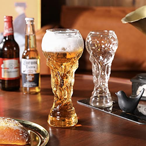 ZWMBYN Set di 2 bicchieri da birra per la Coppa del Mondo per guardare il calcio, 450 ml Creative Hercules Birra Mug Calcio Bicchieri Bicchiere Bicchiere di Cristallo Bicchiere per Birra, Cocktail,