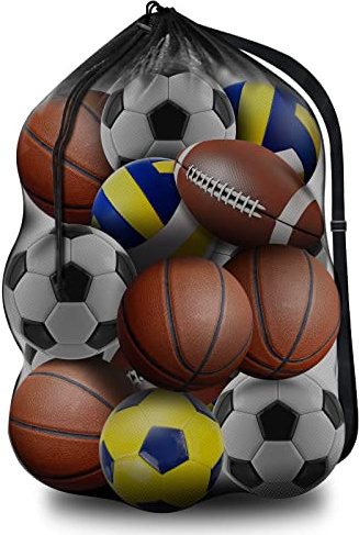 BROTOU Rete per palloni，Sacco per palloni,Mesh Ball Bag Large,Borsa da Spiaggia,Borsa a rete multiuso con coulisse e tracolla per Calcio, Pallacanestro, pallavolo,spiaggia(30 x 40/ 75 x 100 cm)