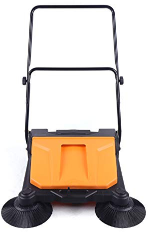 HinLIaDa Hand Push Floor Sweeper, 26 Inch 15L Walk-Behind Outdoor and Indoor Push Carpet Sweeper Industrial Manual Push Sweeper Foldable Push Cleaner for Street Garden Warehouse Sweeping Cleaning