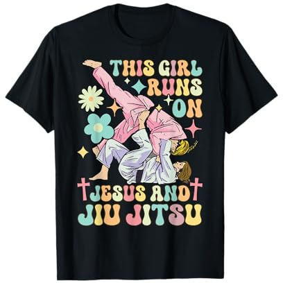 This Girl Runs On Jesus Jiu Jitsu Female BJJ Jiu Jitsu Girl T-Shirt