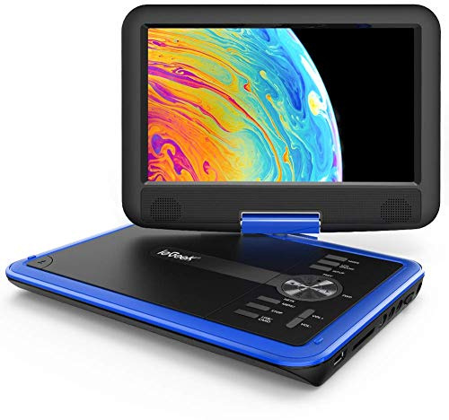 ieGeek 11.5 Lettore DVD portatile con lo schermo girevole a 360° per protezione occhi LCD, batteria ricaricabile potenziata di 5 ore, riproduzione memoria supportata, riproduzione loop - Blu
