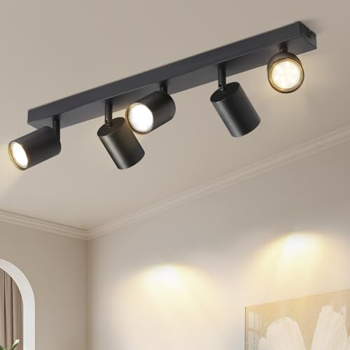 Lichtmaler Takspotlight Orienterbar Svart 5 Takspotlights GU10 | Inredningsbelysning Takspotlight Led - Ramp Spot Taklampa Vardagsrum Kök Korridor, Utan Glödlampor