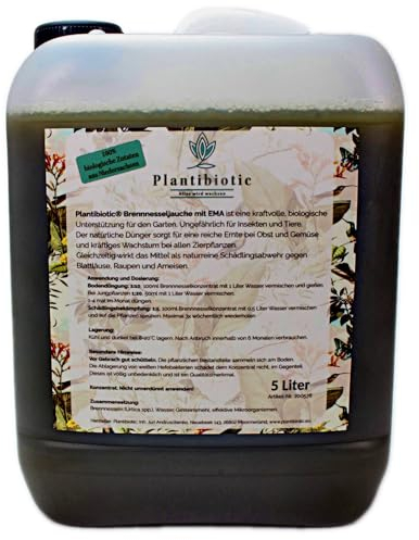 Organischer Dünger für alle Pflanzen, Universaldünger flüssig aus Brennnessel Konzentrat, Brennesseljauche mit EMa angereichert, 100% natürlich (5 Liter)