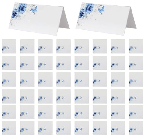 Paquete de 50 tarjetas de lugar de 10 x 10 cm, tarjetas de lugar de boda, soporte para nombres de mesa, tarjetas de lugar de flores, tarjetas de nombre para decoración, recepción, fiesta, celebración,
