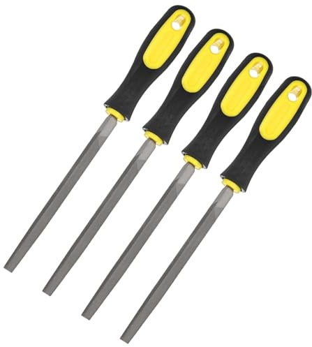 M METERXITY 4-pack triangulär metallfil 6 tum, högkolstål fil diamantfil handfil W PVC grepphandtag för trä/metall/keramik/glas/sten/smycken/kakel/modell/gör-det-själv/slipfil