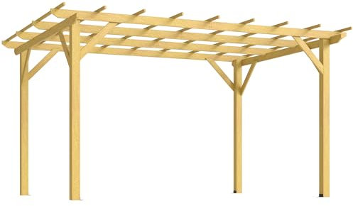 Outsunny Pergola Jardin Exterieur 3 x 4 m, pergola en Bois, tonnelle de Jardin pour vignes grimpantes, Fleurs, rosiers, pergola pour terrasse, Patio, Bois Naturel