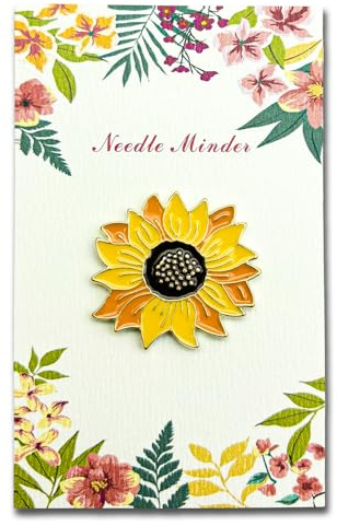 Needle Minder for Keeping Sewing & Embroidery Needles – Magnetic Needlepoint Holder, Cross Stitch Supplies – Secure & Decorative Needle Minders for Stitching & Crafting (Sunflower)