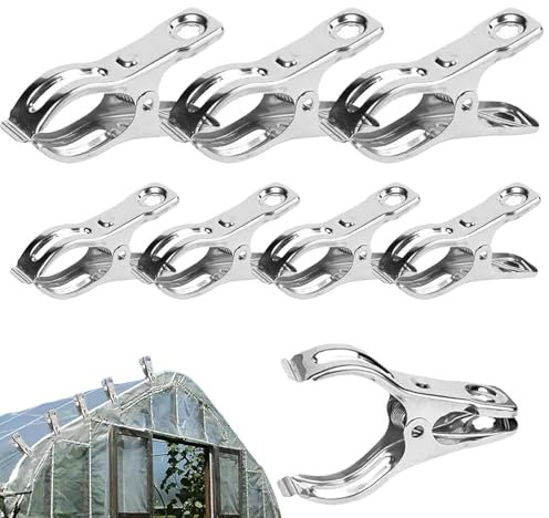 Pinzas de invernadero – Clip de acero inoxidable para jardín | Mejoramiento de red para túnel, marco de aro, fijación de rejilla, soporte para vallas, ayuda para jardín de infantes al aire libre