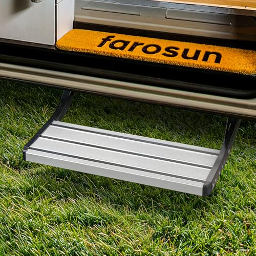 farosun Husbilsstege, hopfällbar step-in hjälpmedel av aluminium 50 x 21 x 17 cm | väderbeständig | bärbar upp till 200 kg | halkfri | enkel montering för husvagn & husbil