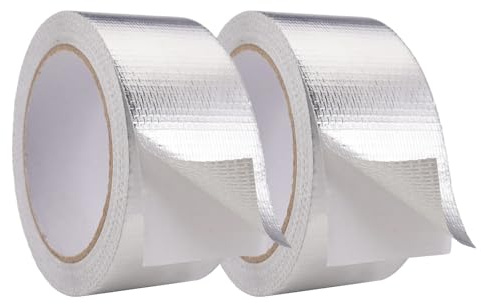 Dhisperares 2 pezzi Nastro in Alluminio, 50mmX20m Nastro Alluminio Adesivo Alte Temperature, Sigillante Impermeabile, Aluminum Heat Shield Adhesive Tape per Sigillatura, Riparazione Isolamento