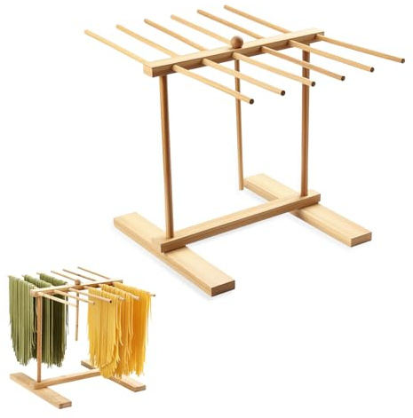 NYOSLB Séchoir à pâtes, en bois, amovible, avec 12 barres, stable, pour spaghetti, nouilles faites maison