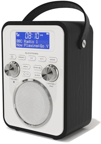 DAB/DAB+ & FM Portable Digital Radio | Bluetooth | Remote Control | Rechargeable Battery | Dual Alarms & Sleep Timer | Perfect for Home, Office or Outdoors | AZATOM Blackfriars 2 (Black)