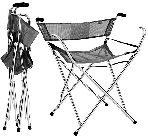 Freshore® Canes and Walking Sticks Seat Collapsible 300lbs - Sport Folding Chair Seat Cane 4 Stool Walker for Camping (Heavy Duty Aluminum Alloy 1kg -2.2lb Weight XL Size Grey)