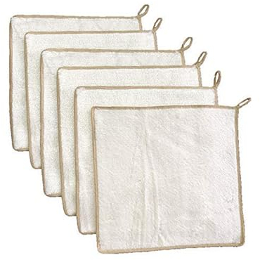 JEBBLAS Ensemble de 6 Chiffons en Bamboo à Multi-usages, lingettes nettoyantes, Chiffons, Chiffons à Vaisselle 100% en Bambou, Convient pour la Laque Brillante et Le Cuir, hypoallergéniques, lavables