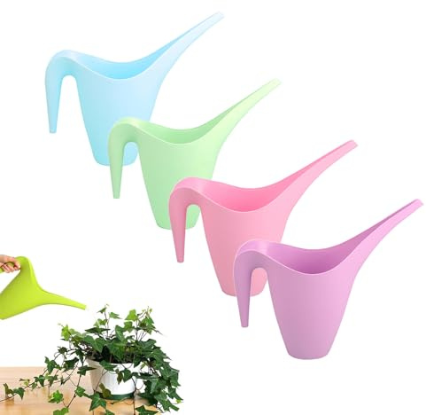 Annaffiatoio (4 pezzi), opaco, volume 1 litro, plastica, blu verde Rosa viola, taglia piccola, annaffiatoio, Giardino Annaffiatoio Annaffiatoi per ufficio, casa, interno, esterno