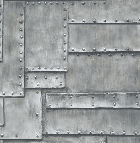 NextWall Faux Fuselage Metal Panel Peel and Stick Wallpaper