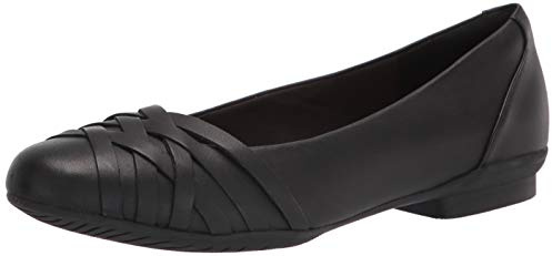 Clarks Femme Sara Clover Ballerines, Cuir Noir, 39 EU Large