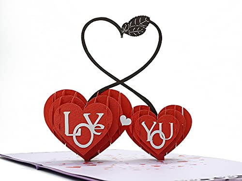 CUTPOPUP Amor de Corazón - 3D Tarjeta Aniversario, Tarjeta Aniversario Boda, Tarjeta Cumpleaños, Tarjeta Felicitacion Boda, Tarjeta Regalo, Regalos Originales Para Mujer (Heart Love) US8-LO077ES