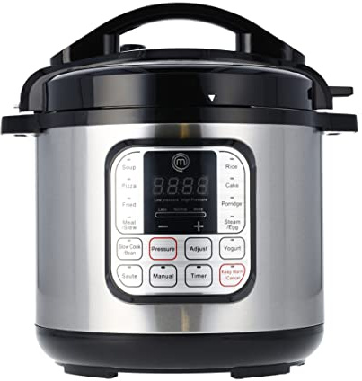 MasterChef Electric Pressure Cooker 10 in 1 Instapot Multicooker 6 Qt, Slow Cooker, Vegetable Steamer, Rice Maker, Digital Programmable Insta Pot with 18 Cooking Presets, Stainless Steel, Non Stick