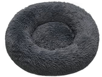 TOHDNC Hundebett Katzenbett, Rund Flauschig Haustierbett katzenkörbchen Weiches Plüsch Katzenkissen Hundekorb für Mittel, Große Katzen und Andere Haustiere (60CM Dunkelgrau)