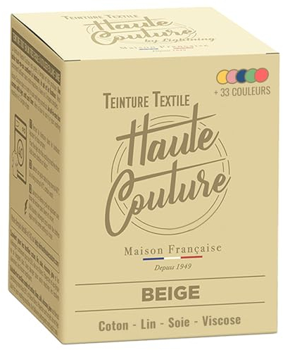 HAUTE COUTURE - Tinte para Ropa y Textil Beige - 350g - Beige - Tinte Textil Todo en uno - Listo Para Teñir Ropa y Tejidos