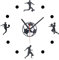 Relaxdays Wanduhr DIY, Fußball-Wanduhr Kinderzimmer, Ø 50-100 cm, Wandtattoo Uhr zum Kleben, 3D-Uhr Wand, scharz/weiß