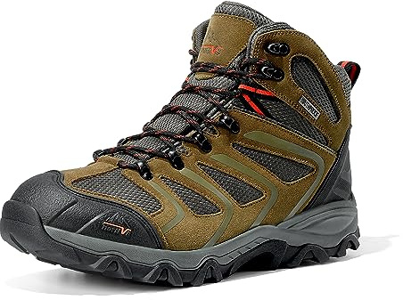 NORTIV 8 Men's Ankle High Waterproof Hiking Boots Outdoor Lightweight Shoes Trekking Trails Armadillo,Size 11W,Olive-Suede,160448_M