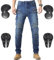CTBQiTom Pantaloni da Motociclista da Uomo, Pantaloni da Motociclista Corazzati con Armatura CE Rimovibile,Blu,L=34W/30L