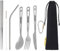 SILVERANT Cubiertos de titanio para camping, cuchara, palillos, cuchillo, pajita, juego de cubiertos, vajilla portátil para fiambrera, exterior y senderismo, con chorro de arena, 213 Plus Edition