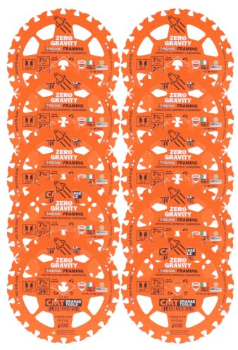CMT Orange Tool 250.324.07-X10 FRAMING Zero Gravity 7-1/4”x5/8”, 10 Pack