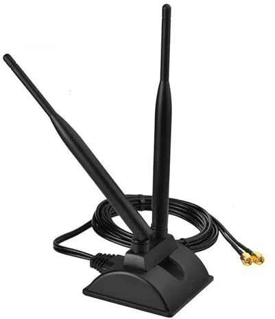 GERUI Antena WiFi de doble banda 8 dBi 2,4 GHz 5,8 GHz adaptador SMA, antena Bluetooth 6DB omnidireccional de alta ganancia avanzada con base magnética, tianxian-01