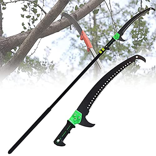 Sierra de poda plegable telescópica de aluminio, sierra telescópica para podar ramas y hojas de jardín a gran altitud, altura de sierra para metales ideal como sierra de ramas altas, 5,4 m/18 pies