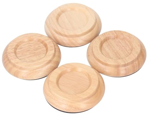 Piano Caster Cups, 4ST Bokträ Piano Ben Golvskydd Antivibration Halkfri Små Storlek Piano Caster Cups Lämpliga för Dina Sängar med Hjul, Soffor, Stolar, Soffor (Loggfärg)